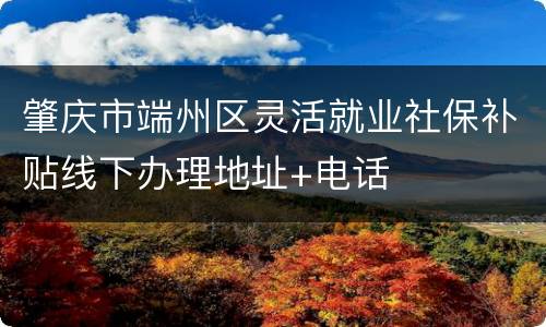 肇庆市端州区灵活就业社保补贴线下办理地址+电话