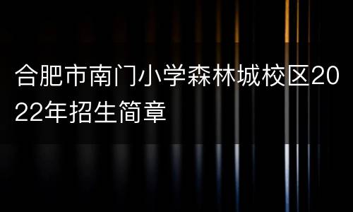 合肥市南门小学森林城校区2022年招生简章