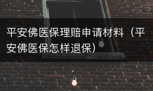平安佛医保理赔申请材料（平安佛医保怎样退保）