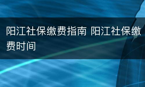 阳江社保缴费指南 阳江社保缴费时间