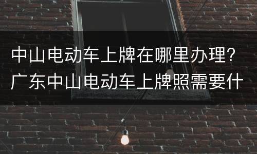 中山电动车上牌在哪里办理? 广东中山电动车上牌照需要什么手续