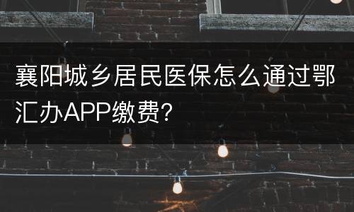 襄阳城乡居民医保怎么通过鄂汇办APP缴费？