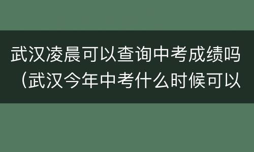 武汉凌晨可以查询中考成绩吗（武汉今年中考什么时候可以查成绩）