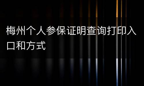 梅州个人参保证明查询打印入口和方式