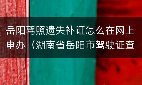 岳阳驾照遗失补证怎么在网上申办（湖南省岳阳市驾驶证查询）