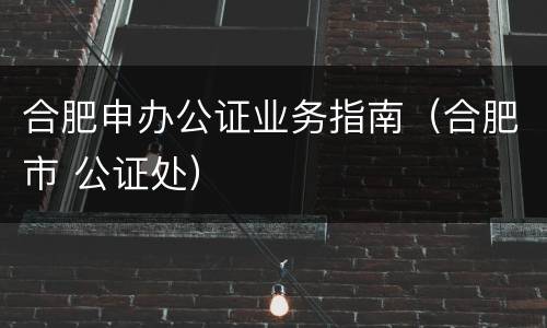 合肥申办公证业务指南（合肥市 公证处）