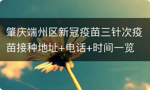 肇庆端州区新冠疫苗三针次疫苗接种地址+电话+时间一览