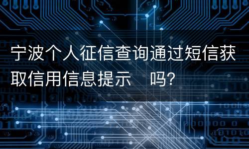 宁波个人征信查询通过短信获取信用信息提示​吗？