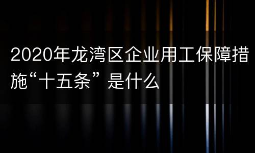 2020年龙湾区企业用工保障措施“十五条” 是什么