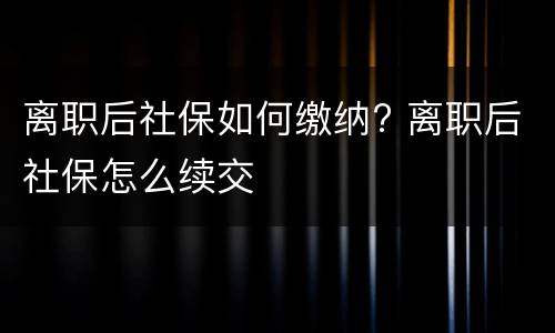 离职后社保如何缴纳? 离职后社保怎么续交