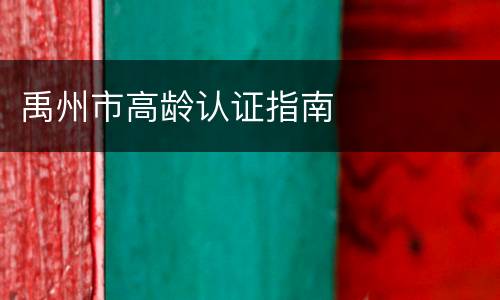 禹州市高龄认证指南