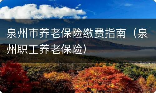 泉州市养老保险缴费指南（泉州职工养老保险）