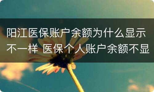 阳江医保账户余额为什么显示不一样 医保个人账户余额不显示