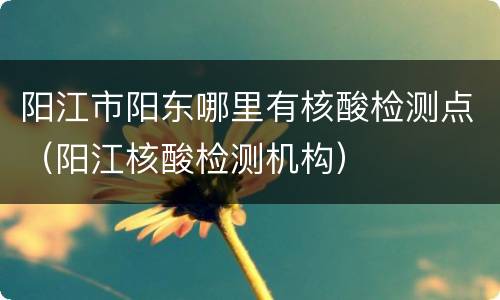 阳江市阳东哪里有核酸检测点（阳江核酸检测机构）