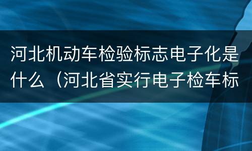河北机动车检验标志电子化是什么（河北省实行电子检车标志了吗?）