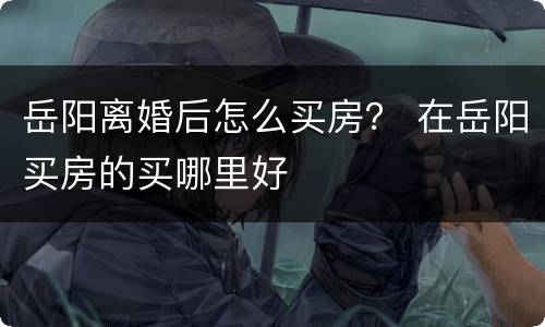 岳阳离婚后怎么买房？ 在岳阳买房的买哪里好
