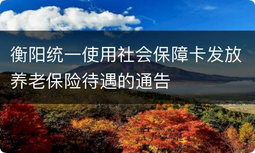衡阳统一使用社会保障卡发放养老保险待遇的通告