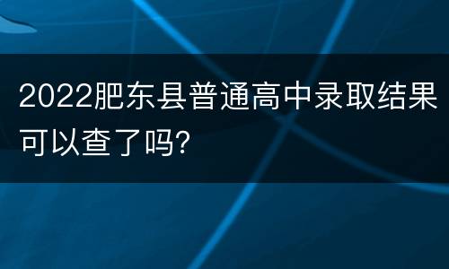 2022肥东县普通高中录取结果可以查了吗？