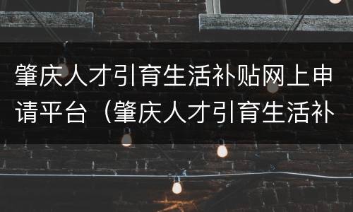 肇庆人才引育生活补贴网上申请平台（肇庆人才引育生活补贴网上申请平台网址）