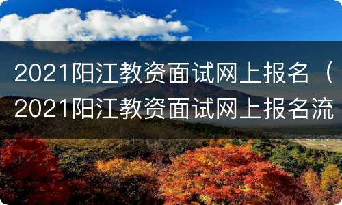 2021阳江教资面试网上报名（2021阳江教资面试网上报名流程）