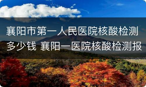 襄阳市第一人民医院核酸检测多少钱 襄阳一医院核酸检测报告