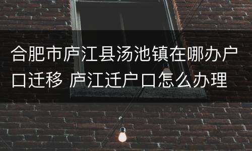 合肥市庐江县汤池镇在哪办户口迁移 庐江迁户口怎么办理