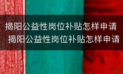 揭阳公益性岗位补贴怎样申请 揭阳公益性岗位补贴怎样申请领