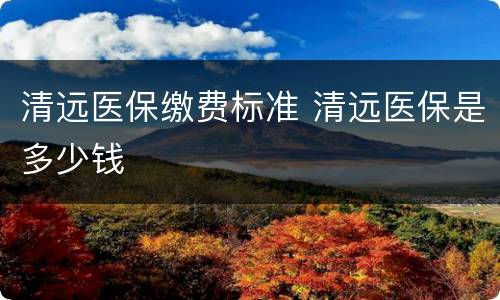 清远医保缴费标准 清远医保是多少钱