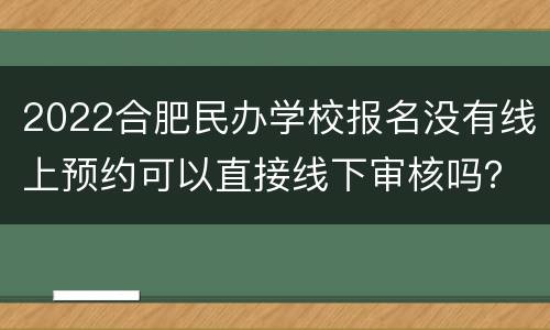 2022合肥民办学校报名没有线上预约可以直接线下审核吗？