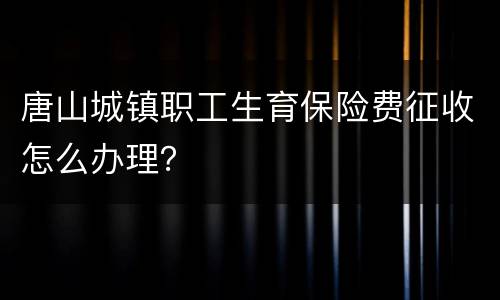 唐山城镇职工生育保险费征收怎么办理？