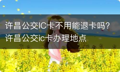许昌公交IC卡不用能退卡吗? 许昌公交ic卡办理地点