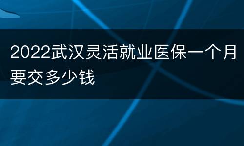 2022武汉灵活就业医保一个月要交多少钱