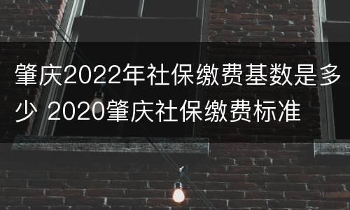 肇庆2022年社保缴费基数是多少 2020肇庆社保缴费标准