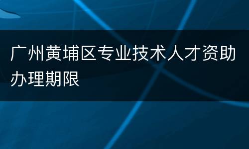 广州黄埔区专业技术人才资助办理期限