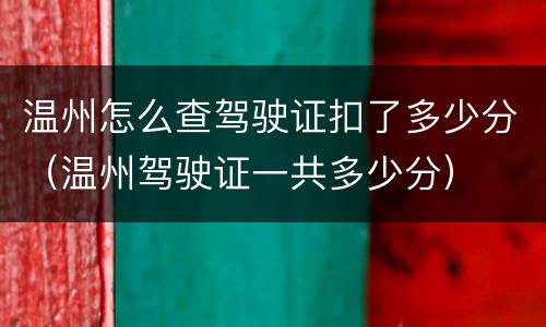 温州怎么查驾驶证扣了多少分（温州驾驶证一共多少分）