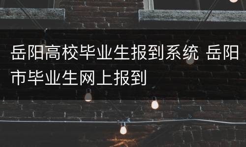 岳阳高校毕业生报到系统 岳阳市毕业生网上报到