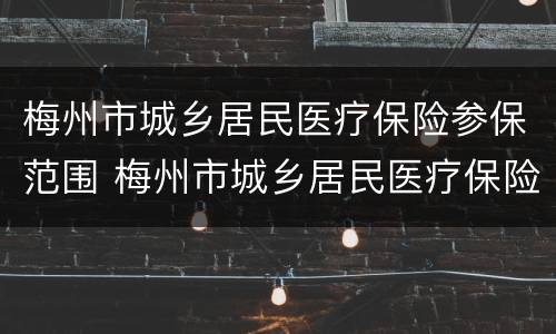 梅州市城乡居民医疗保险参保范围 梅州市城乡居民医疗保险参保范围是什么