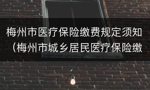梅州市医疗保险缴费规定须知（梅州市城乡居民医疗保险缴费时间）