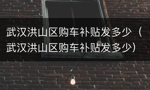 武汉洪山区购车补贴发多少（武汉洪山区购车补贴发多少）