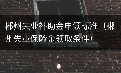 郴州失业补助金申领标准（郴州失业保险金领取条件）