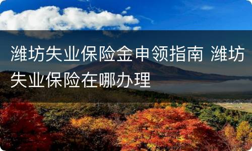 潍坊失业保险金申领指南 潍坊失业保险在哪办理