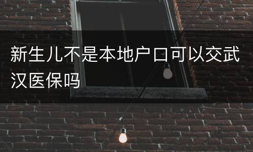 新生儿不是本地户口可以交武汉医保吗