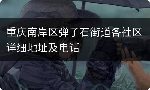 重庆南岸区弹子石街道各社区详细地址及电话