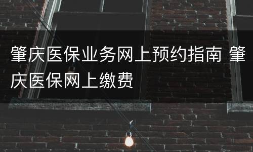 肇庆医保业务网上预约指南 肇庆医保网上缴费