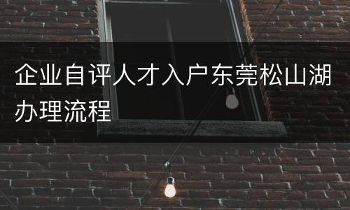 企业自评人才入户东莞松山湖办理流程