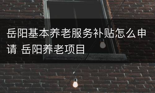 岳阳基本养老服务补贴怎么申请 岳阳养老项目