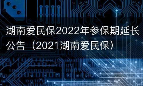 湖南爱民保2022年参保期延长公告（2021湖南爱民保）