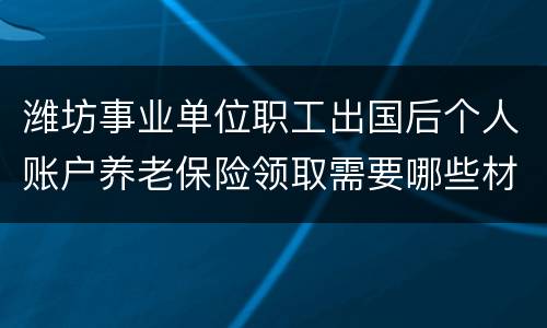 潍坊事业单位职工出国后个人账户养老保险领取需要哪些材料？