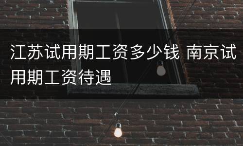 江苏试用期工资多少钱 南京试用期工资待遇