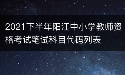 2021下半年阳江中小学教师资格考试笔试科目代码列表